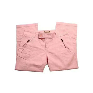 Vintage Y2K Hollister Size 9 Pink Denim Baggy Wide Leg Capri Pants Stretch